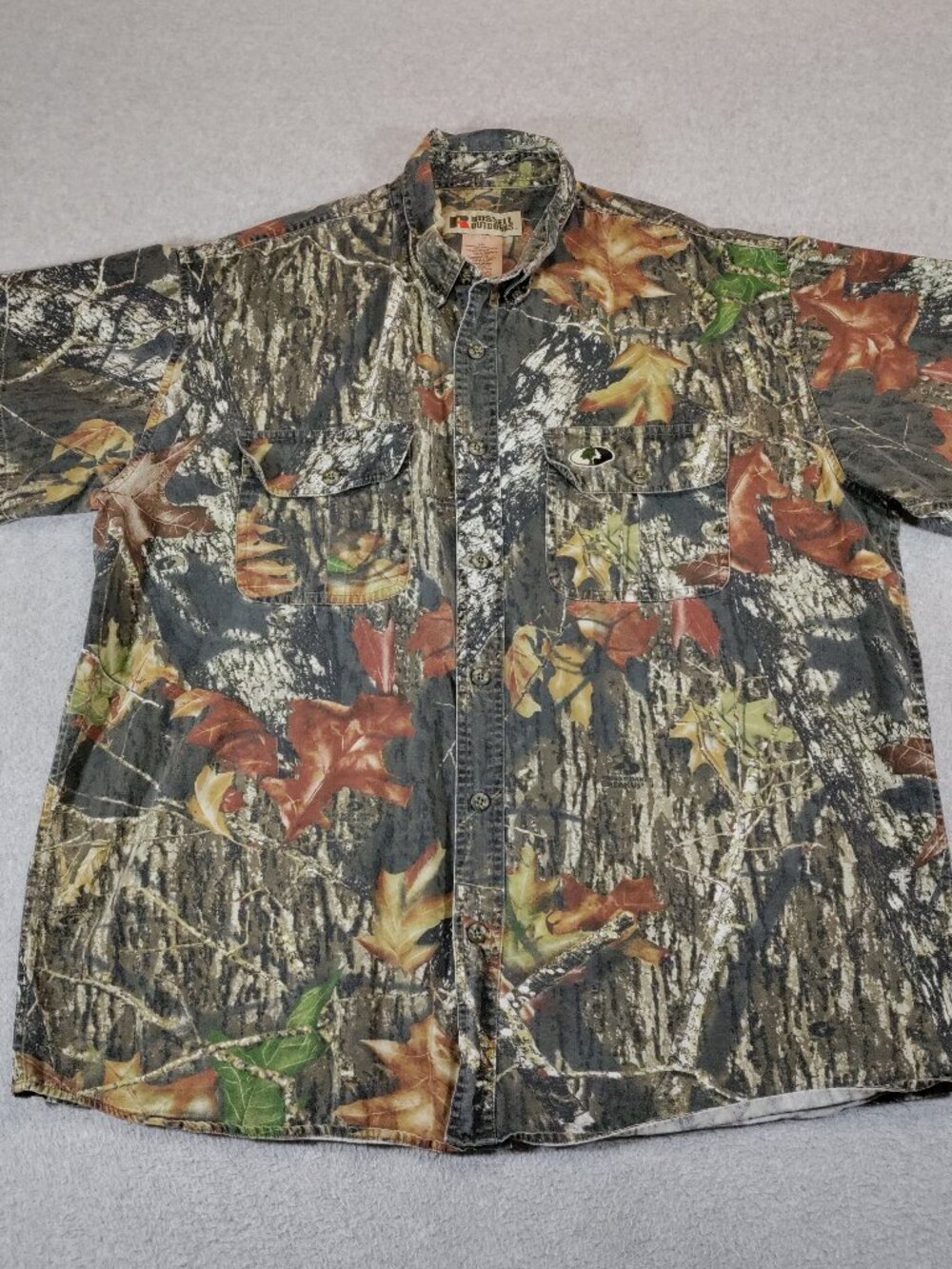 Russell Outdoors Mens 2XL Camo Hunting Shirt Mossy Oak Button Down